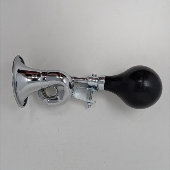 Huvo Tuba Style Silver Bicycle Horn Loud Handlebar Clamp Bike Scooter Clown New - Picture 1 of 9